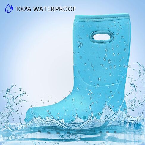 DKSUKO Kid's Muck Rain Boots for Girls and Boys,Winter Snow Waterproof Insulated Rubber Boots with Handle in Kuwait