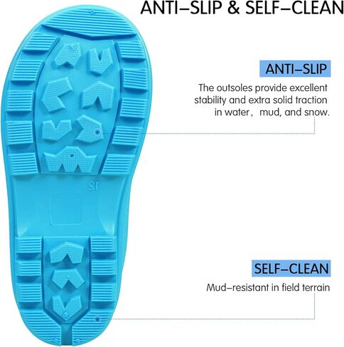 DKSUKO Kid's Muck Rain Boots for Girls and Boys,Winter Snow Waterproof Insulated Rubber Boots with Handle in Kuwait