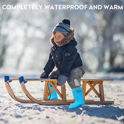 DKSUKO Kid's Muck Rain Boots for Girls and Boys,Winter Snow Waterproof Insulated Rubber Boots with Handle in Kuwait