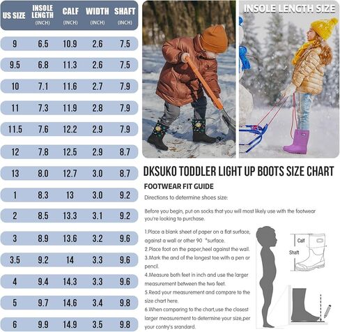 DKSUKO Kid's Muck Rain Boots for Girls and Boys,Winter Snow Waterproof Insulated Rubber Boots with Handle in Kuwait