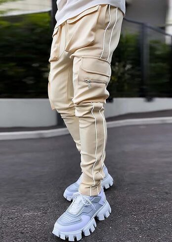MECH-ENG Men's Workout Tapered Jogger Pants Casual Hip Hop Cargo Pants Punk Streetwear Sweatpants in Saudi Arabia