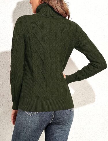 PrettyGuide Women's Turtleneck Sweater Long Sleeve Cable Knit Sweater Pullover Tops in Kuwait