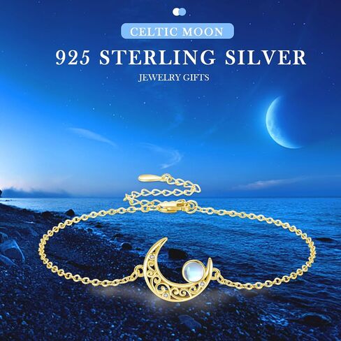 سوار القمر Twoowl للنساء 925 الفضة الاسترليني Moonstone القمر سوار سلتيك القمر مجوهرات هدايا للفتيات in Kuwait