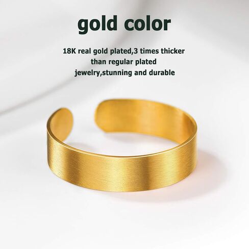 PROSTEEL Personalized 316L Stainless Steel Cuff Ring, Statement Ring, 5mm/10mm/17mm Band Ring Adjustable fits #6-#10, Womens Mens Jewelry, Come with Box in Kuwait