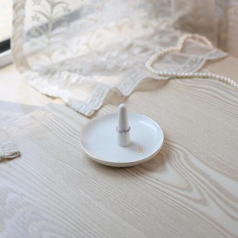 VINCOMIC Mr.& Mrs Wedding Ring Holder-Jewelry Holder, Engagement Wedding Gifts for Couples,Ceramic White in Kuwait