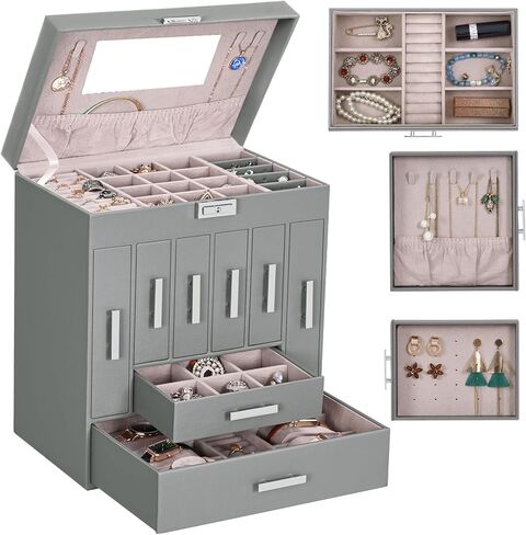 ANWBROAD Large Jewelry Boxes for Women Jewelry Organizer Box Jewelry Storage Case Jewelry Holder for Necklaces Earrings Rings Watches Eardrops UJJB009H in Kuwait
