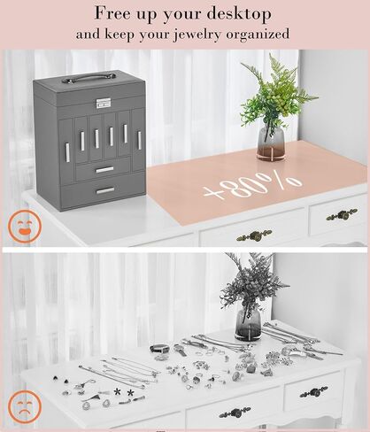 ANWBROAD Large Jewelry Boxes for Women Jewelry Organizer Box Jewelry Storage Case Jewelry Holder for Necklaces Earrings Rings Watches Eardrops UJJB009H in Kuwait