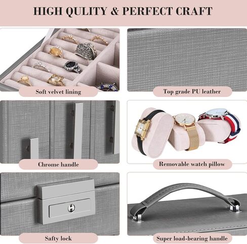 ANWBROAD Large Jewelry Boxes for Women Jewelry Organizer Box Jewelry Storage Case Jewelry Holder for Necklaces Earrings Rings Watches Eardrops UJJB009H in Kuwait