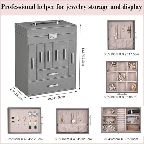 ANWBROAD Large Jewelry Boxes for Women Jewelry Organizer Box Jewelry Storage Case Jewelry Holder for Necklaces Earrings Rings Watches Eardrops UJJB009H in Kuwait