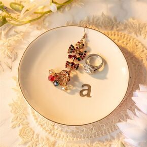 COMMGOAL Ceramic Ring Holder for Jewelry, Jewelry Tray, Ring Dish, Aesthetic Room Decor, Engagement Gifts Bride Gifts Wedding Gifts for Women, White, 4.75"(S)