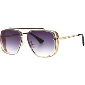 Dollger Oversized Square Aviator Sunglasses for Men Fashion Metal Frame Vintage Gradient Shades Sunglasses UV400 Protection