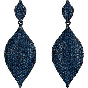 EVER FAITH Women's Bridal Wedding Jewelry Austrian Crystal Rhombus Leaf Drop Pierced Dangle Earrings