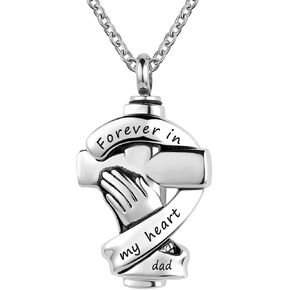 LuxglitterLin Praying Hands Urn Necklaces for Mom Dad Pet Ashes Crucifix Cremation Keepsake Memorial Pendant Jewelry Forever in My Heart in Kuwait