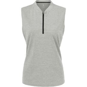 Gopune Women's Sleeveless Golf Shirts Quick Dry Zipper Collarless Activewear Tennis Polo T-Shirts in Kuwait