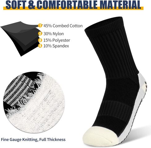 جوارب HUANLANG المضادة للانزلاق لكرة القدم، جوارب رياضية للرجال، جوارب رياضية مضادة للانزلاق، جوارب مضادة للبثور مع مقابض للجنسين، زوجان in Kuwait