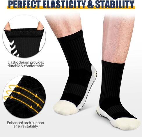جوارب HUANLANG المضادة للانزلاق لكرة القدم، جوارب رياضية للرجال، جوارب رياضية مضادة للانزلاق، جوارب مضادة للبثور مع مقابض للجنسين، زوجان in Kuwait