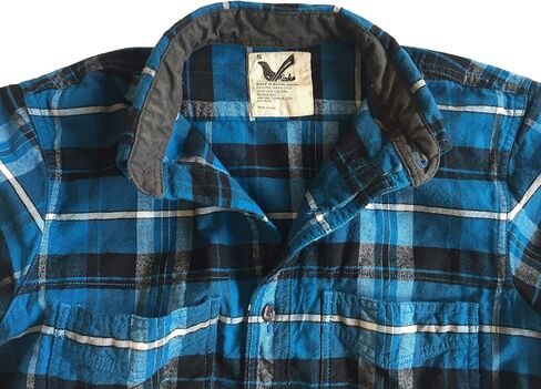 Men's Slimfit Flannel Shirt Two-ply 100% Cotton Pre Washed Vintage Look Plaid Work Shirt in Kuwait