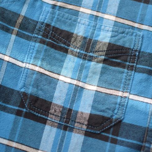 Men's Slimfit Flannel Shirt Two-ply 100% Cotton Pre Washed Vintage Look Plaid Work Shirt in Kuwait