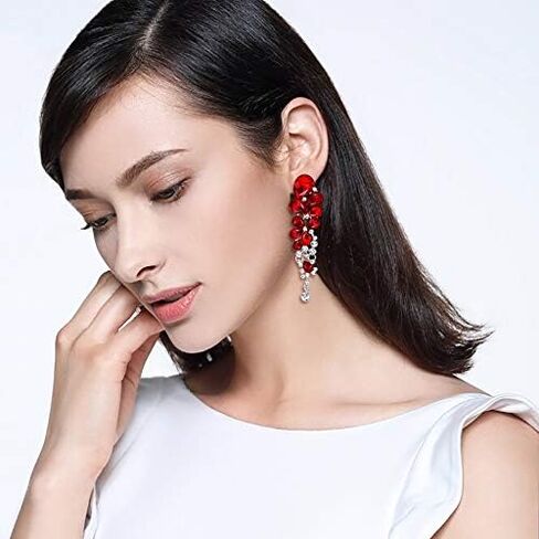 EVER FAITH Women's Austrian Crystal Gorgeous Teardrops Wedding Dangle Pierced Earrings in Kuwait