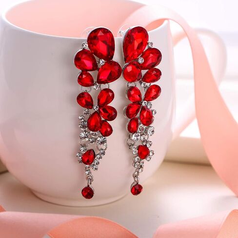 EVER FAITH Women's Austrian Crystal Gorgeous Teardrops Wedding Dangle Pierced Earrings in Kuwait