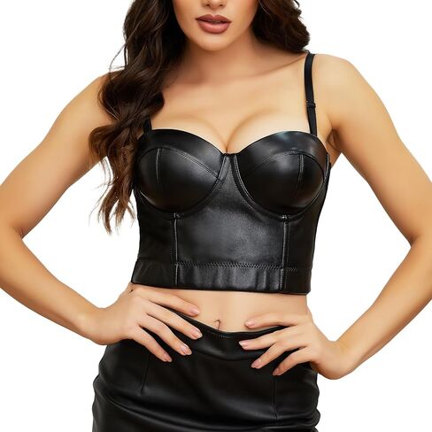 KIWI RATA المرأة مثير overbust خمر مشد قابل للتعديل الأشرطة بو الجلود الصدرية بوستير المحاصيل الأعلى in Kuwait