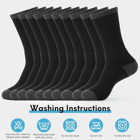 10 قطع من الجوارب الطويلة المبطنة شديدة التحمل للتحكم في الرطوبة 6.5-12، اسود، 6.5-12, أسود, 6.5-12 in Kuwait