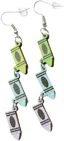 Funny Wooden Stackable Book Pencil Drop Dangle Earrings Stack of Books for Women Girls Classic Librarian Teacher Student Graduation Back to School Jewelry in Kuwait