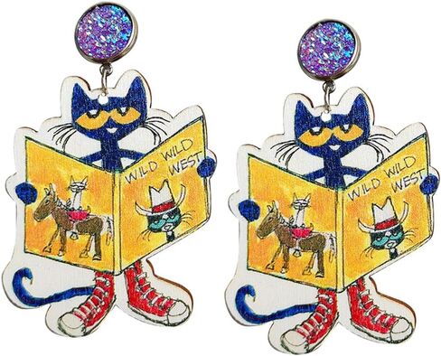 Funny Wooden Stackable Book Pencil Drop Dangle Earrings Stack of Books for Women Girls Classic Librarian Teacher Student Graduation Back to School Jewelry in Kuwait