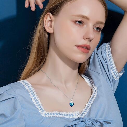 بليسيتيب دولفين قلادة من الفضة الاسترليني دولفين قلادة قلادة مجوهرات هدية للنساء الفتيات مزين بالكريستال على شكل قلب من النمسا in Kuwait