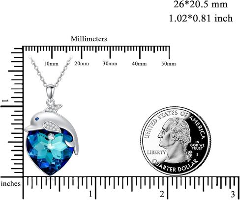 بليسيتيب دولفين قلادة من الفضة الاسترليني دولفين قلادة قلادة مجوهرات هدية للنساء الفتيات مزين بالكريستال على شكل قلب من النمسا in Kuwait