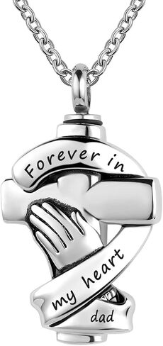 LuxglitterLin Praying Hands Urn Necklaces for Mom Dad Pet Ashes Crucifix Cremation Keepsake Memorial Pendant Jewelry Forever in My Heart in Kuwait
