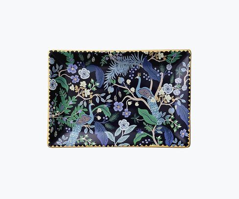 RIFLE PAPER CO. Curio Large Catchall Tray - Porcelain Storage Tray, Colored Illustrations and Metallic Gold Accents, 10" L x 6" W x 1" H, Perfect for Trinkets, Keys, Mail, and Jewelry in Saudi Arabia