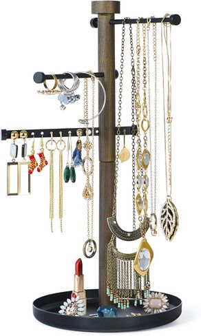 منظم مجوهرات SRIWATANA، حامل قلادة على شكل شجرة مجوهرات حامل مجوهرات للأقراط والأساور والحلقات والساعات in Kuwait