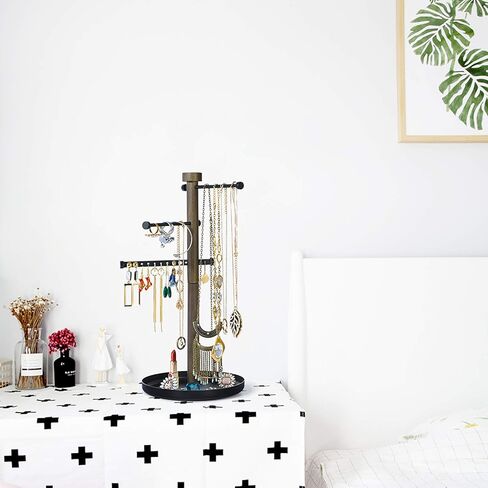 منظم مجوهرات SRIWATANA، حامل قلادة على شكل شجرة مجوهرات حامل مجوهرات للأقراط والأساور والحلقات والساعات in Kuwait