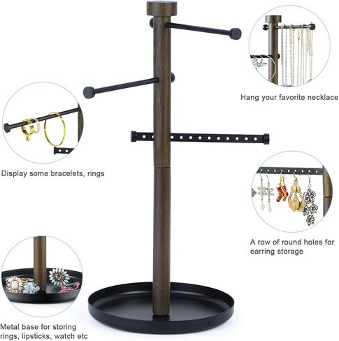 منظم مجوهرات SRIWATANA، حامل قلادة على شكل شجرة مجوهرات حامل مجوهرات للأقراط والأساور والحلقات والساعات in Kuwait