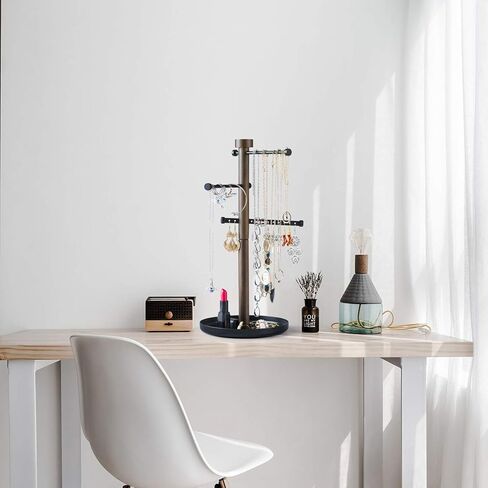 منظم مجوهرات SRIWATANA، حامل قلادة على شكل شجرة مجوهرات حامل مجوهرات للأقراط والأساور والحلقات والساعات in Kuwait