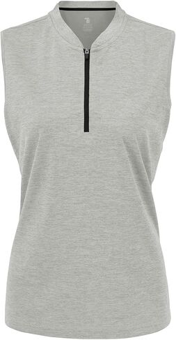 Gopune Women's Sleeveless Golf Shirts Quick Dry Zipper Collarless Activewear Tennis Polo T-Shirts in Kuwait