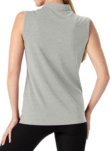 Gopune Women's Sleeveless Golf Shirts Quick Dry Zipper Collarless Activewear Tennis Polo T-Shirts in Kuwait