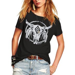 Romastory Womens Street Pattern Novelty T-Shirt Short Sleeve Loose Summer Tops Tee Shirts