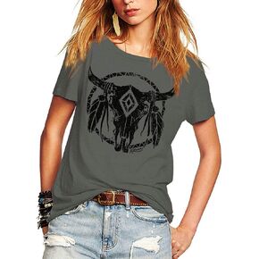 Romastory Womens Street Pattern Novelty T-Shirt Short Sleeve Loose Summer Tops Tee Shirts in Kuwait