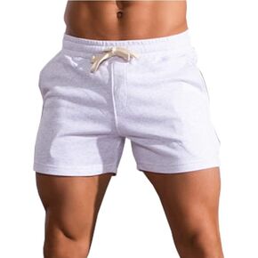 LONGBIDA Mens Athletic Gym Shorts Cotton Casual Elastic Waist Jogger Workout Sweat Shorts