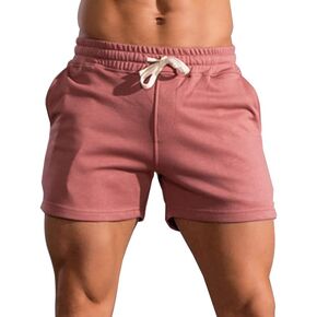 LONGBIDA Mens Athletic Gym Shorts Cotton Casual Elastic Waist Jogger Workout Sweat Shorts