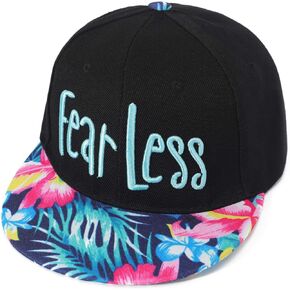 ZLYC Unisex Adjustable Baseball Cap Word Embroidered Floral Flat Bill Snapback Hat