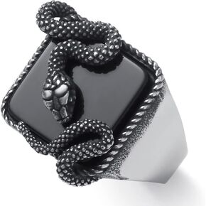 SOBHART Snake Ring for Men Boys Stainless Steel Gothic Punk Snake Serpent Rings for Men Size 8/9/10/11/12/13