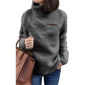 onlypuff Sherpa Pullover Sweaters for Women Fleece Sweatshirts Winter Warm Tunic Tops Pullover