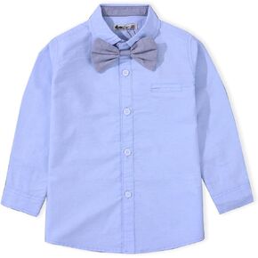 IPIO Toddler Boys Button Down Shirt Long Sleeve School Uniform Dress Shirt Bow Tie Set for Baby Boy Kids in Saudi Arabia