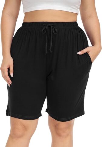 Kotii Women's Plus Size Casual Shorts Yoga Lounge Athletic Shorts Pajama Walking Workout Shorts with Pockets in Kuwait