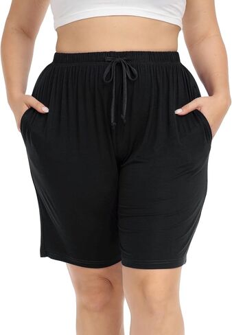 Kotii Women's Plus Size Casual Shorts Yoga Lounge Athletic Shorts Pajama Walking Workout Shorts with Pockets in Kuwait