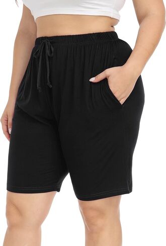Kotii Women's Plus Size Casual Shorts Yoga Lounge Athletic Shorts Pajama Walking Workout Shorts with Pockets in Kuwait