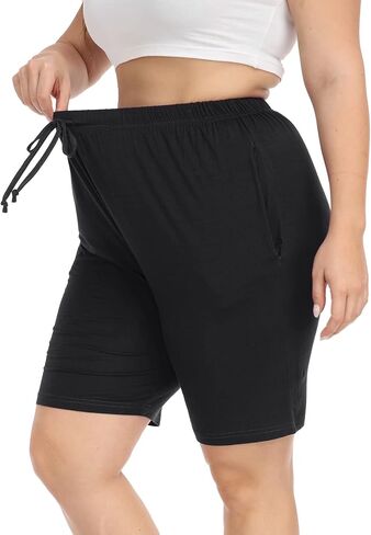 Kotii Women's Plus Size Casual Shorts Yoga Lounge Athletic Shorts Pajama Walking Workout Shorts with Pockets in Kuwait